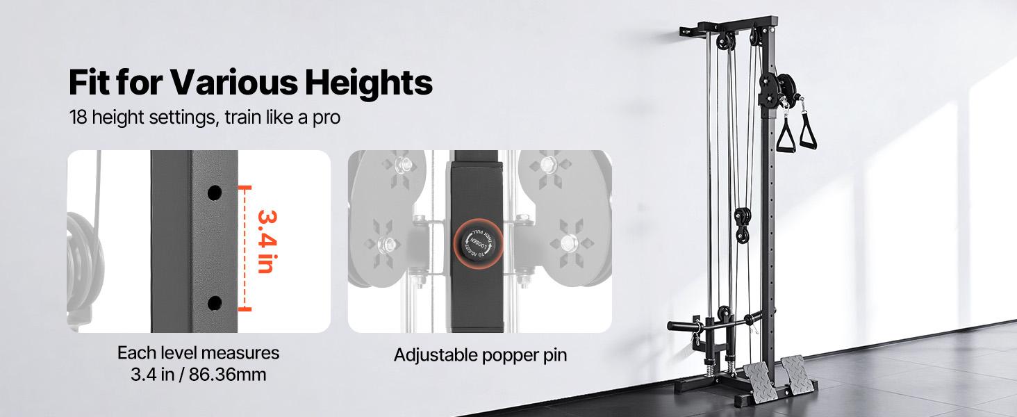 VEVOR LAT Pull Down Machine, 3-in-1 Row Cable Machine, Cable Machines Home Gym with 18-Level Height Adjustment, Wall-Mount Design, Load 500 lbs Lat Tower for Full-Body Workouts, Single-Arm Training VEVOR LAT Pull Down Machine, 3-in-1 Row Cable Machine, Cable Machines Home Gym with 18-Level Height Adjustment, Wall-Mount Design, Load 500 lbs Lat Tower for Full-Body Workouts, Single-Arm Training