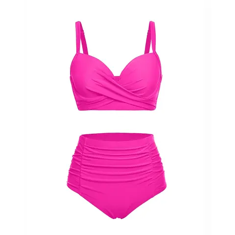 Yonique Women Underwire Bikini Set High Waisted Tummy Control Swimsuit Two Piece Push Up Bathing Suit