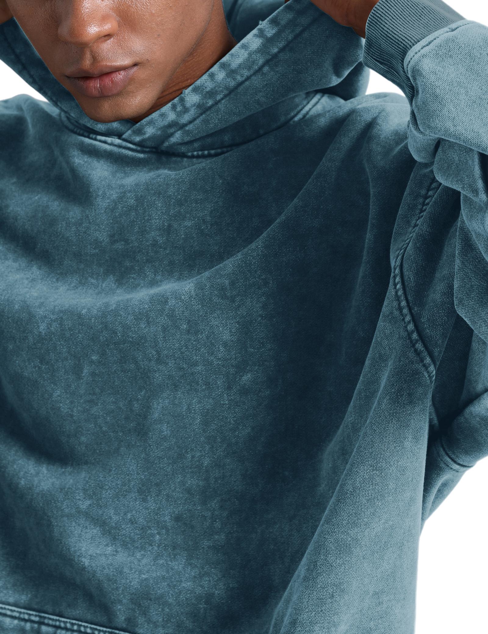 FAIABLE Unisex Cozy Street Fashion Distressed Hoody Style Long Sleeve Soft Fabric Solid Color Fade Craft Elastic Fit Pullover Sweatshirts for Men & Women