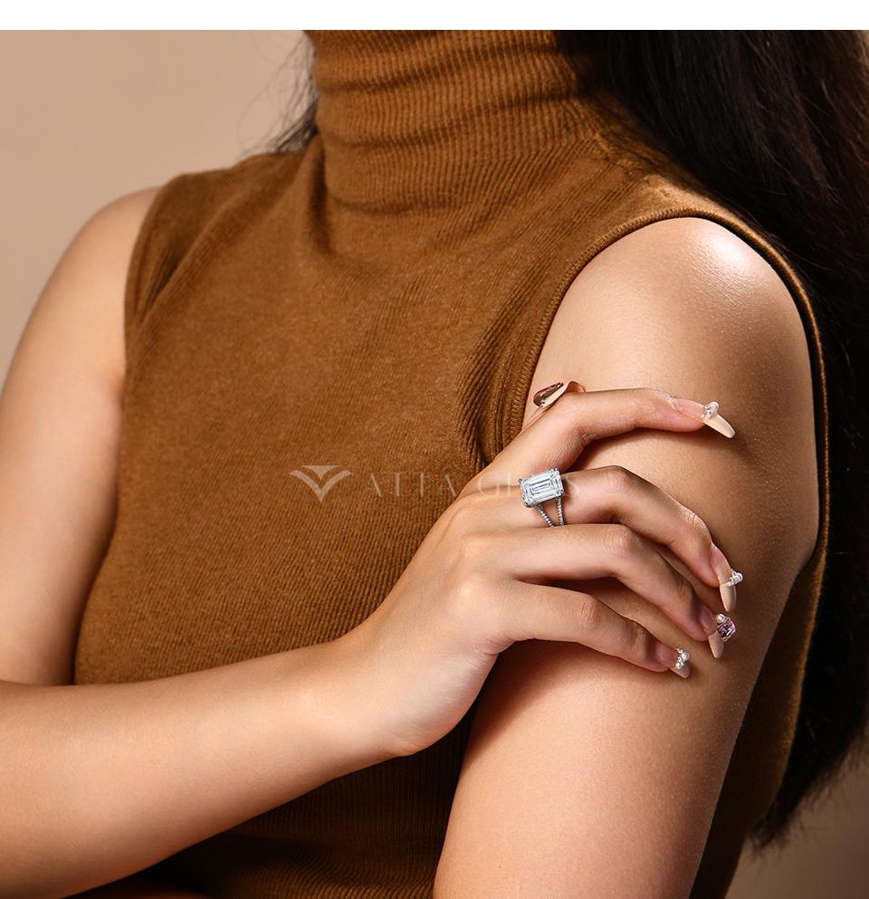 10CT D VVS1 Color Shining Synthetic Moissanite Ring for Women Engagement Wedding Party  Gift  Fine Jewelry R177