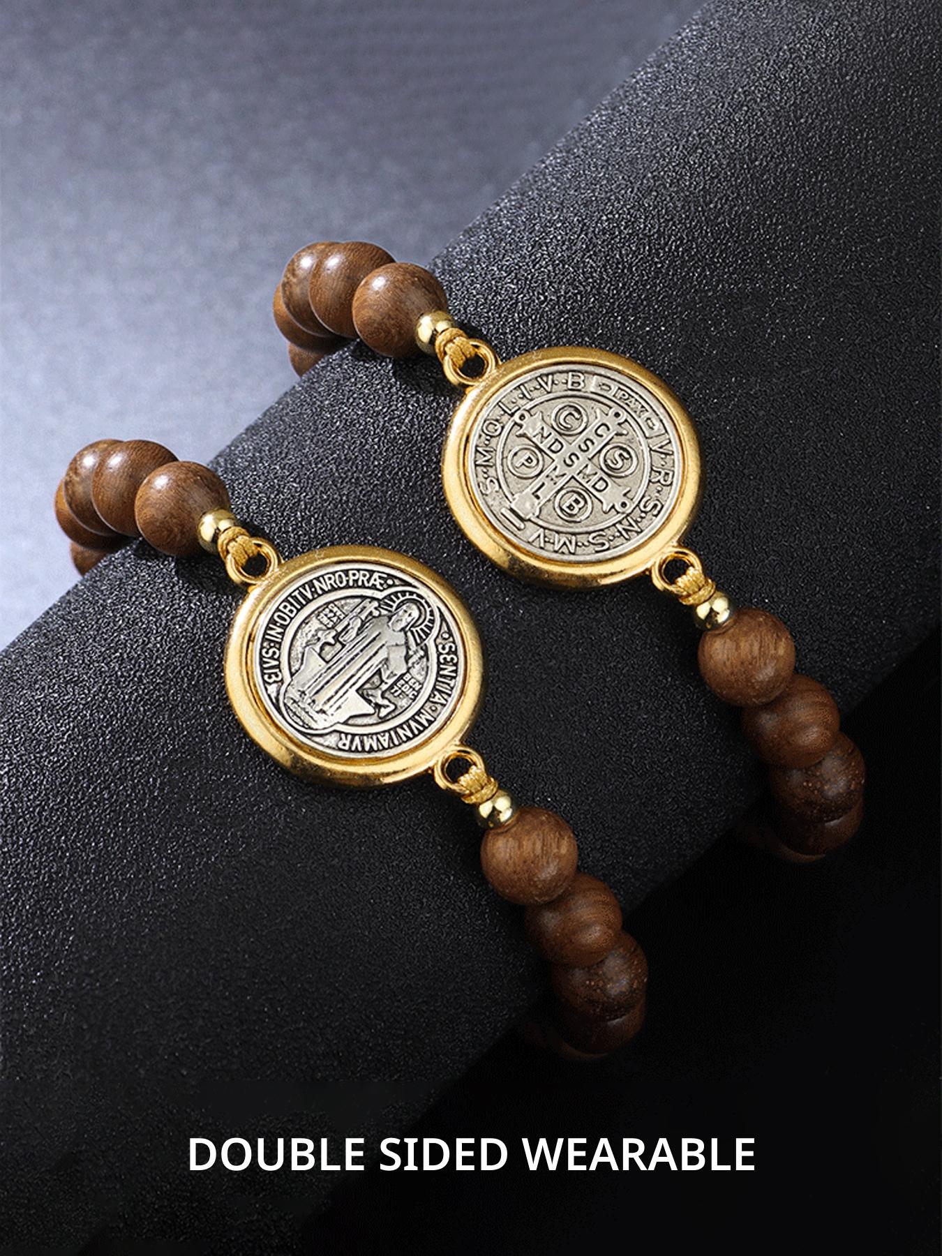 The Saint Benedict bracelet has adjustable drawstring and bead design, making it a simple couple's woven bracelet, Religious jewelry gift. It is suitable for daily wear, vacation dates, and is also a surprising and exquisite small gift