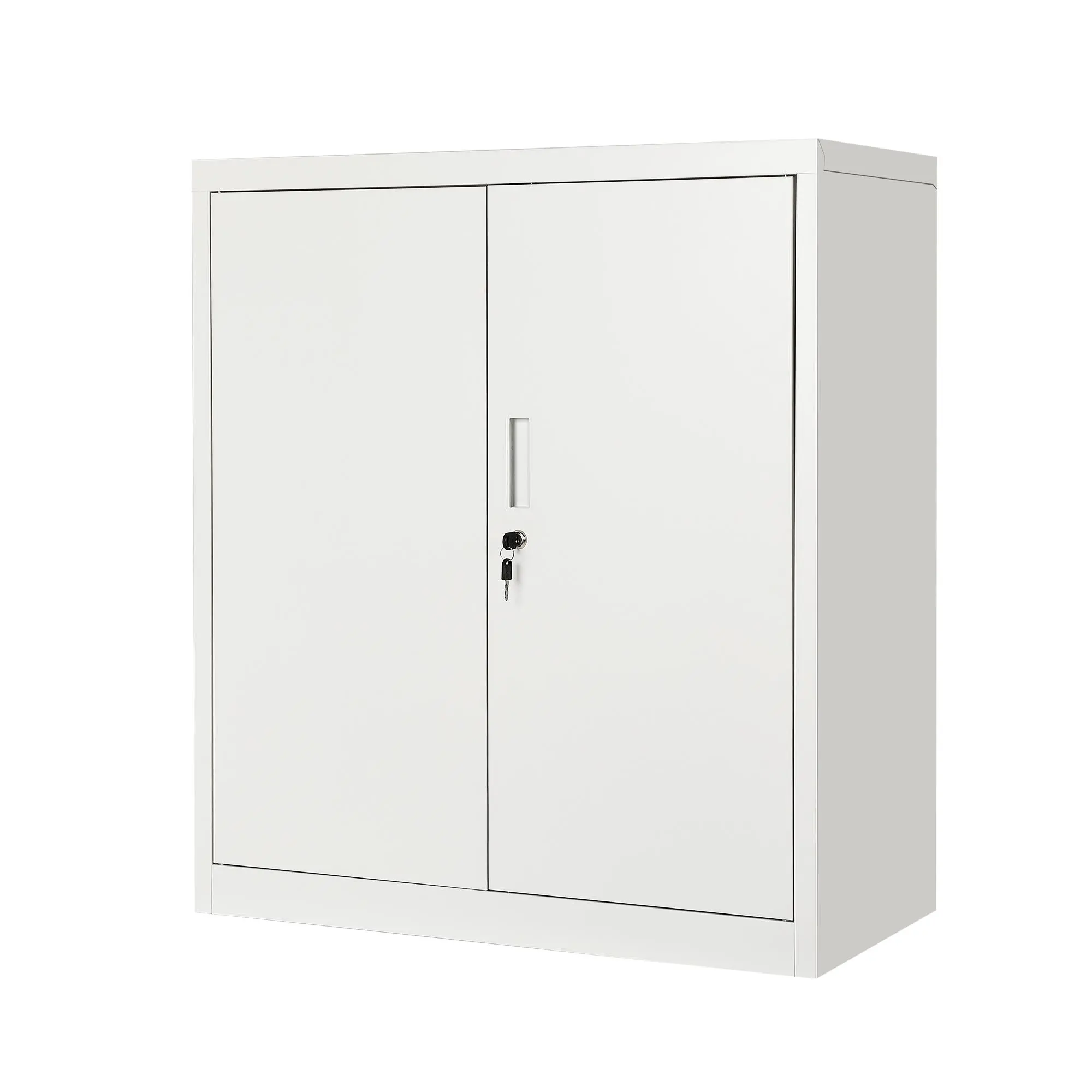 Metal Storage Cabinet, Office Storage Cupboard with Locking Doors and 2 Adjustable Shelves, Steel Storage Unit with Keys, File Cabinet
