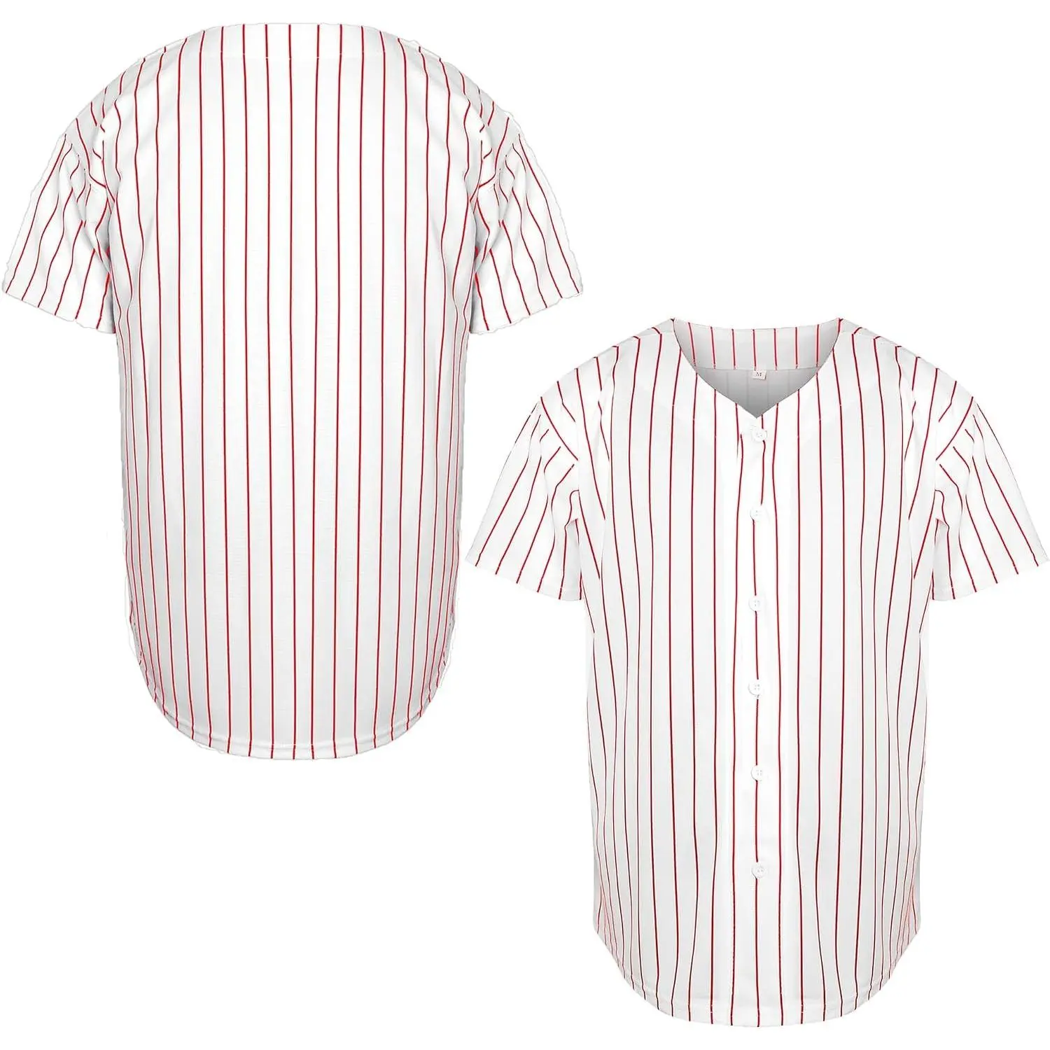 Blank Jersey Plain Hipster Hip Hop for Men Button-Down Baseball Jersey Short Sleeve Shirt