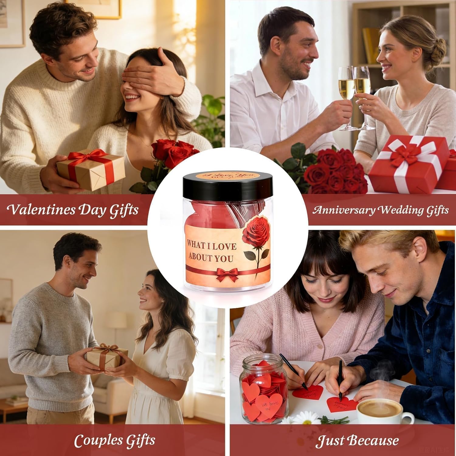 I Love You Because Jar - 50 Blank Love Notes Memory Jar for Boyfriend Girlfriend, Weding Shower Love Notes for Him Husband Wife, Love Letter Paper for Women Men, Anniversary Wedding Card I Love You Because Jar - 50 Blank Love Notes Memory Jar for Boyfriend Girlfriend, Weding Shower Love Notes for Him Husband Wife, Love Letter Paper for Women Men, Anniversary Wedding Card