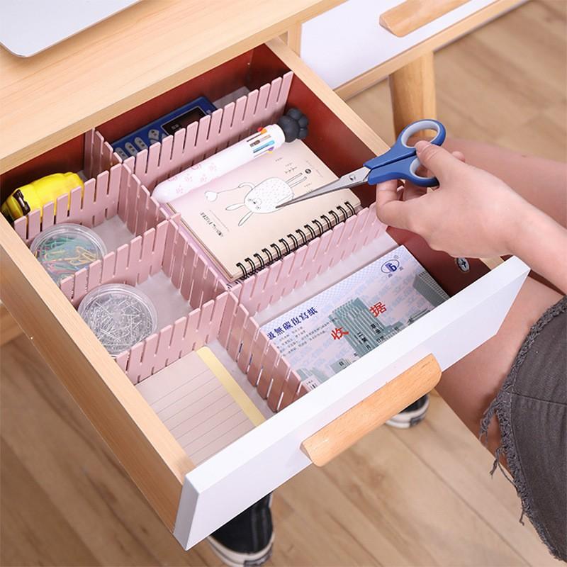 6pcs Adjustable Drawer Dividers, Thick PP Material Non-Slip, Home Storage Organizer, Suitable for Wardrobe, Underwear, Socks, Kitchen Utensils