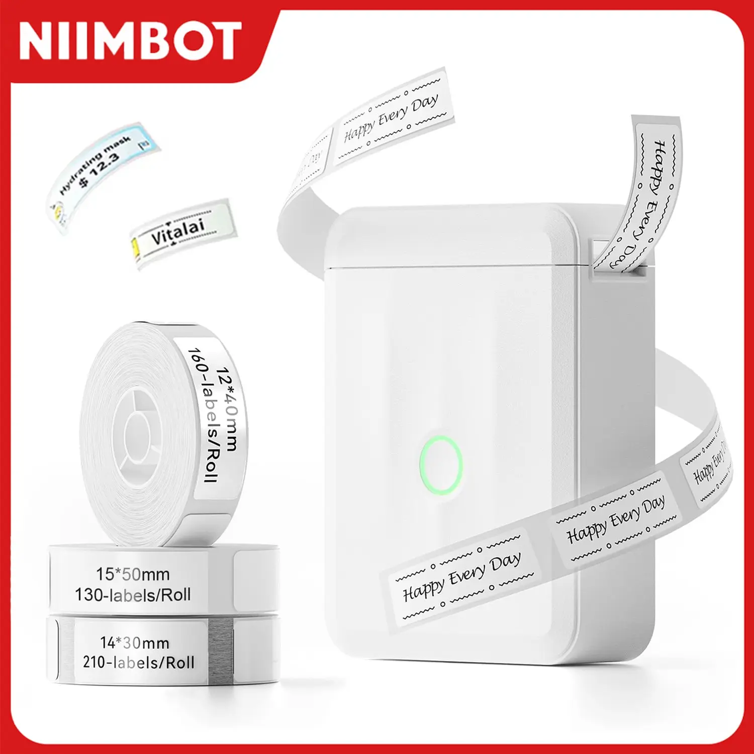 Niimbot D110 Mini Portable Thermal Printer, Smart Pocket Self-Adhesive Label Printer, Bluetooth-compatible Price Tag Maker for Office Home Kitchen School, Wireless Label Printer