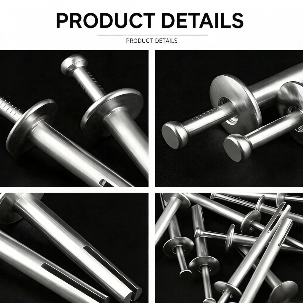 Hammer Drive Concrete Anchors 3-Step Nail-in Anchors, Rust Resistant Electro Galvanized, Expansion Bolt, Concrete Anchors for Walls Cabinets, Easy Install for Shelves Cabinets Curtains Walls Concrete Brick Block