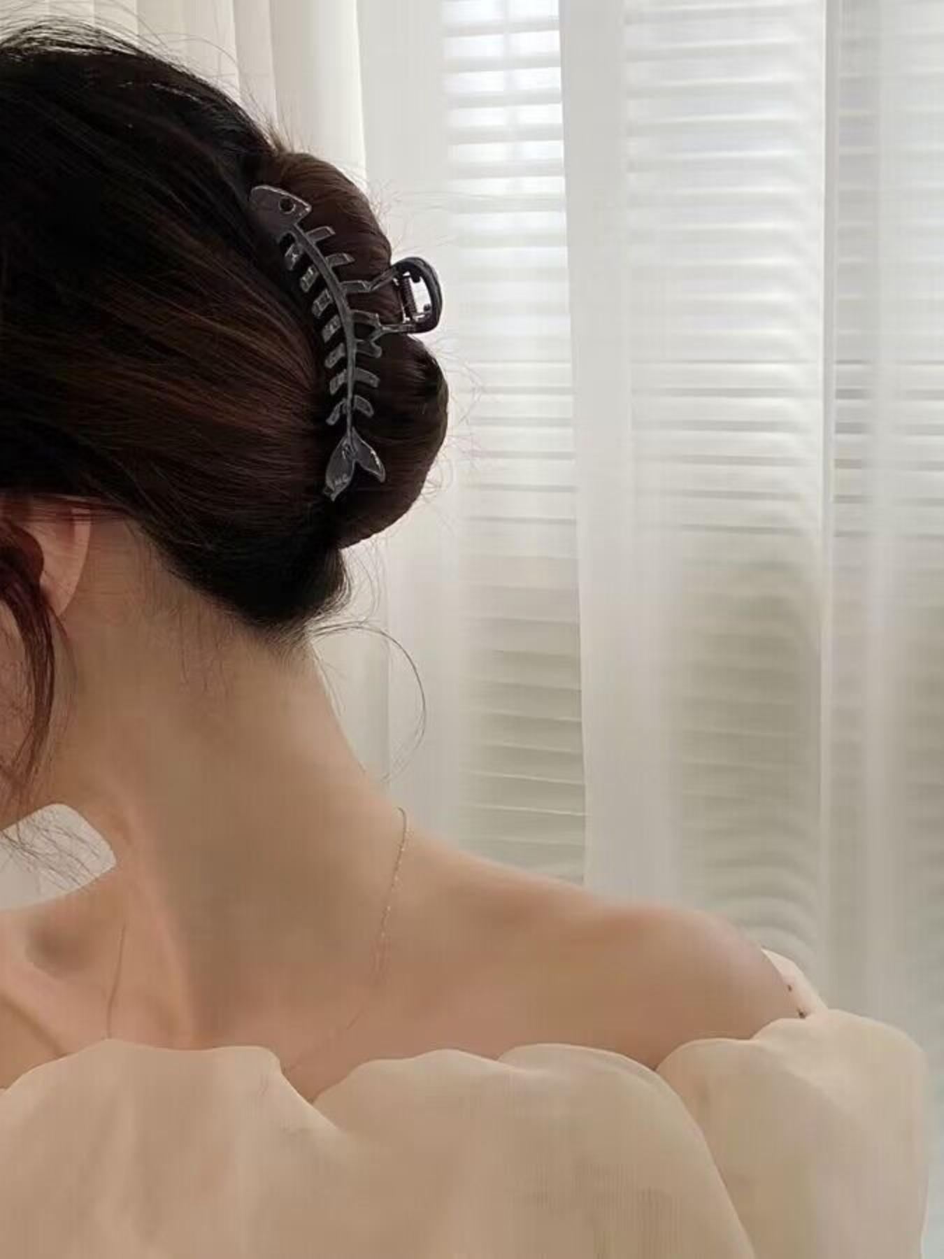 Women's Elegant Fish Bone Design Hair Claws, 2 Counts/set Cute Lovely Hair Claw Clips for Women & Girls, Fashion Hair Accessories for Daily Life