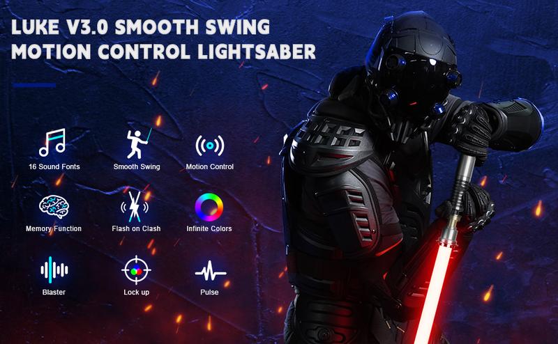 Lightsaber Crystal Heavy Duty Dueling Saber XRGB 3.0 Smooth Swing Light Saber Motion Control 16 Sound Fonts RGB Color Changing Force FX Sword Aluminum Hilt for Adults Valentine's Day Gift