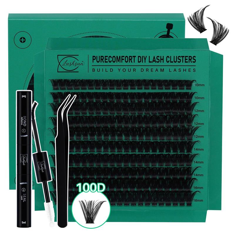 10-16mm Mixed Length D Curl False Eyelashes Kit, 200pcs Wispy Soft and Comfortable False Eyelashes, Long-lasting Lashes Kit with Lash Bond & Seal and Tweezers, Eyelash Extension