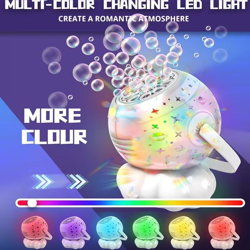7 Color LED Light Rechargeable Bubble Machine, 20oz (600ml) Large Capacity Atmosphere Light, Automatic Bubble Blower, Perfect for Parties, Boys & Girls Birthday Holiday Gifts
