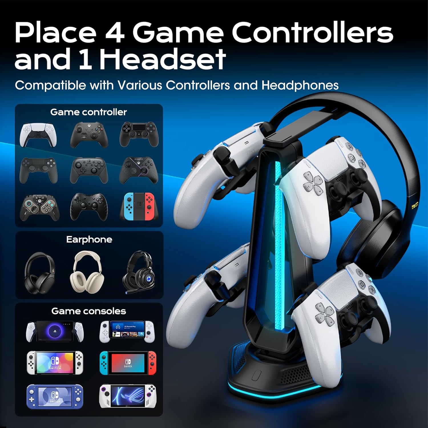 LED Game Controller Display Stand, Compatible with Ps5/xbox/_switch Controllers, Durable and Stylish Design, Perfect for Players