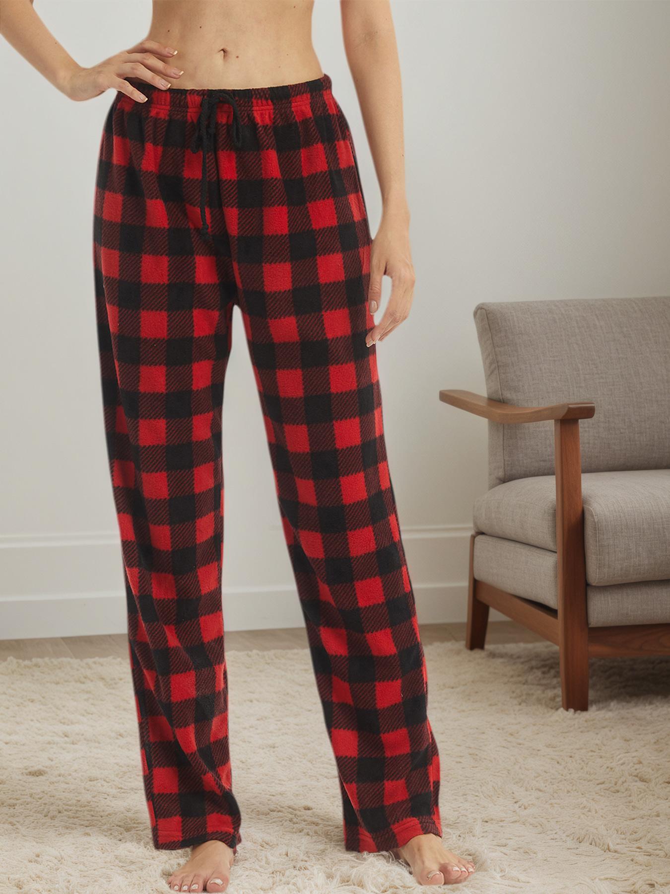 Women's Plaid Loose Straight Leg Pants, High Waist Checkered Casual Wear, Fitted Winter, All Seasons Suitable