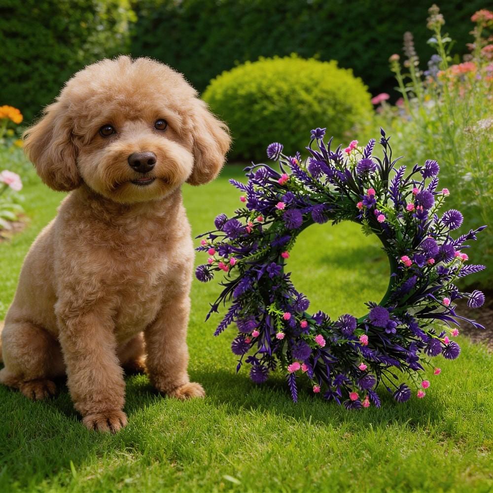 1pc Purple Lavender Dandelion Simulation Flower Wreath, Home, Outdoor, Door Wreath, Party, Mother's Day, Father's Day, Birthday Gift Wreath, Summer and Autumn Wreath, Garden, Doors and Windows, Staircase Decoration