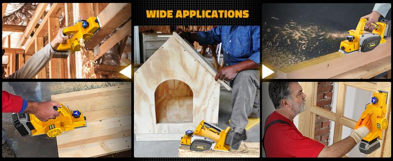 Cordless 3-1/4" Electric Hand Planer Compatible with Dewalt 20V Battery (No Battery!!) 15000RPM Power Wood Planer for Woodworking Carpentry and Home DIY Edge