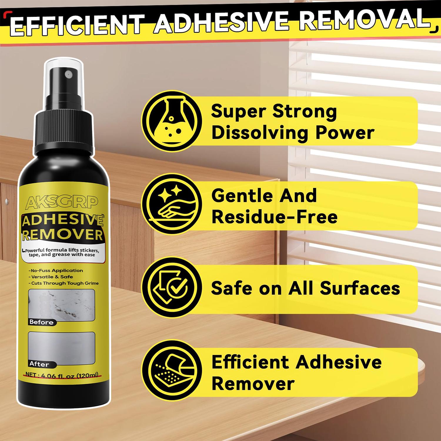 Adhesive Remover, Dissolves And Softens Adhesive on Automotive Glass And Paint, Automotive Safe, Easily Removes Glue Labels, Decal Tape Residue, Residue Removal, Remove Stickers Quickly