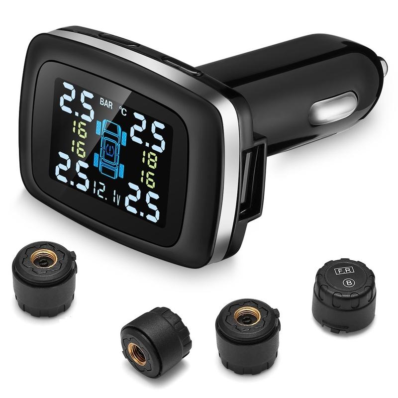 Wireless Tire Pressure Monitoring System Joysync C100 Alarm Powered HD LCD Color Display Real-Time Tire Pressure TPMS Monitoring