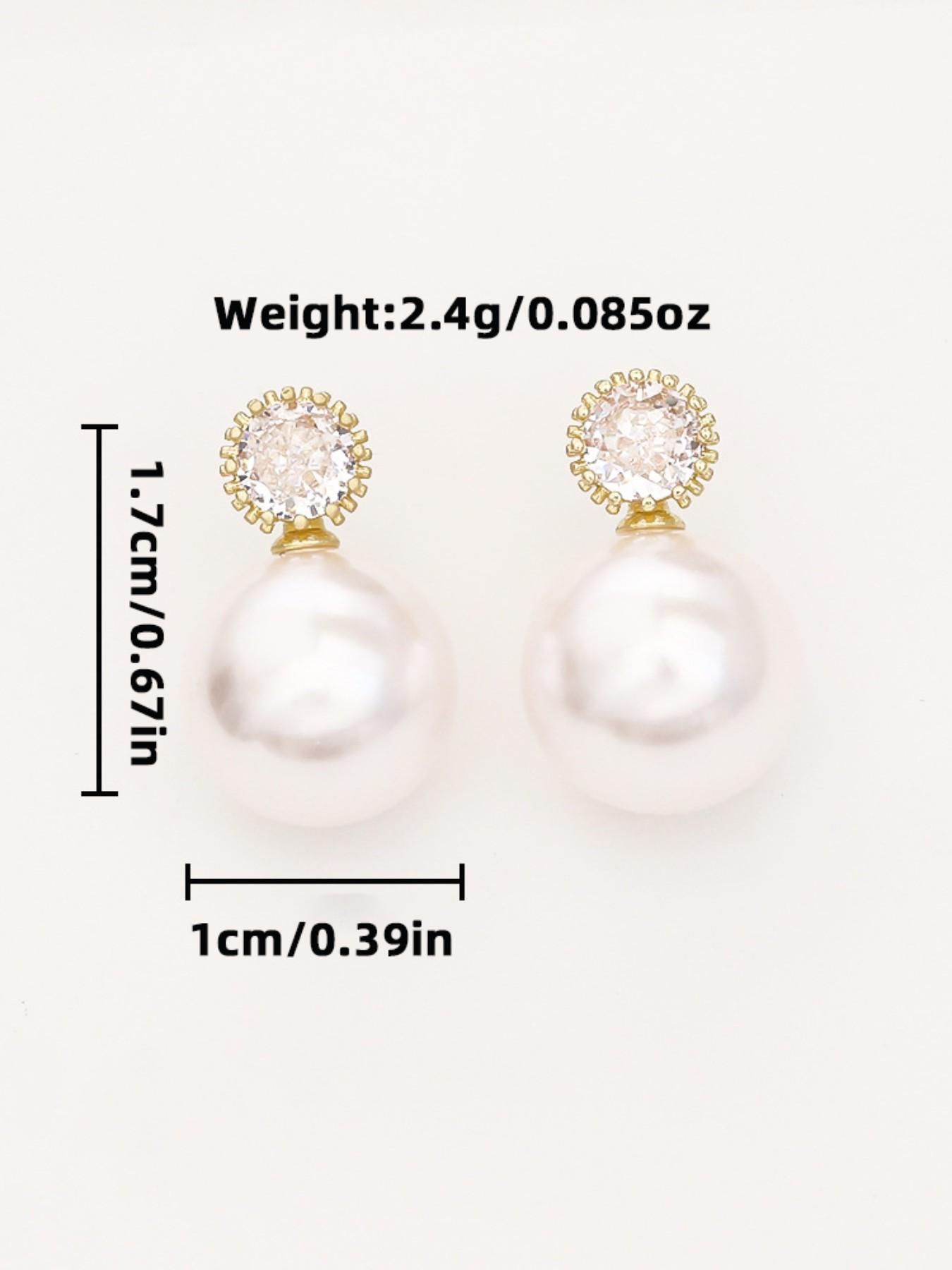 Elegant Pearl Zircon Earrings, Classic Luxury Design, Hypoallergenic Daily Wear Jewelry, Versatile Office Accessories, Allergy-Free Ear Studs