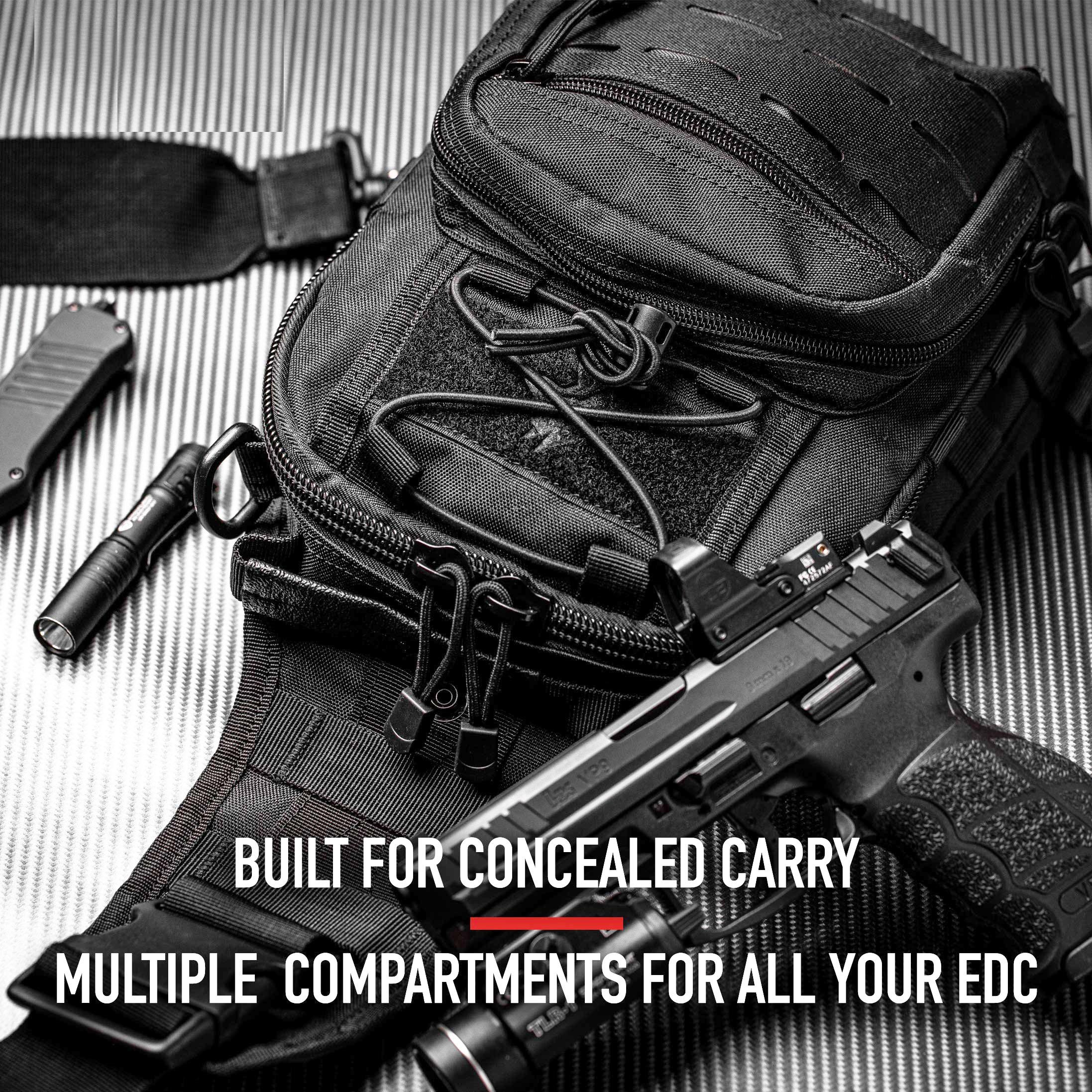 Tactical Compact Edc Shoulder Bag, Concealed Carry Handgun Pouch, Multi-Functional Durable Chest Pack for Outdoor Sports and Daily Use
