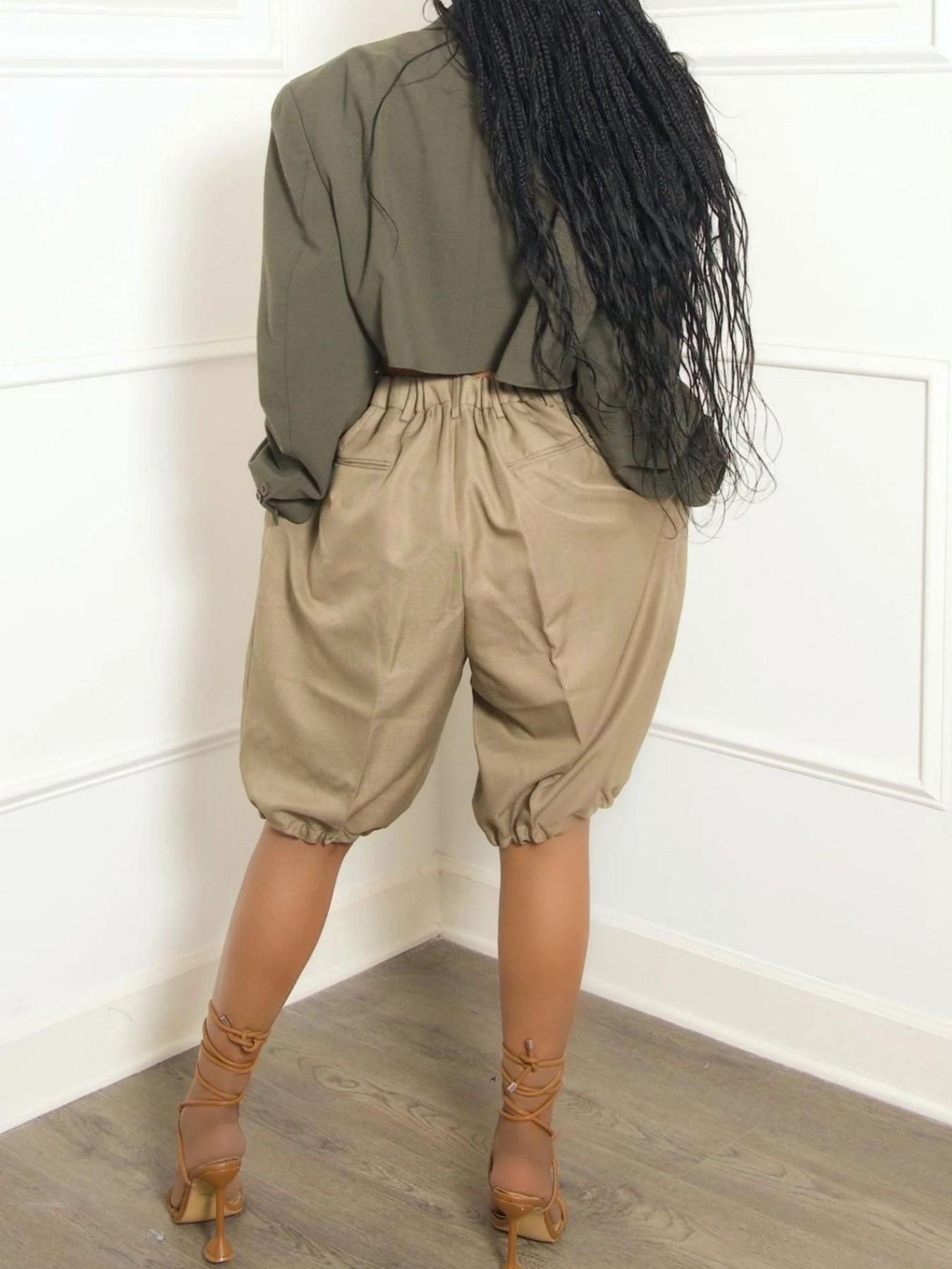 Women's Fashionable Elastic Waist Loose-Fitting Casual Pants, Versatile Plain Design for All Seasons, Comfortable Fitted Style, Womenswear