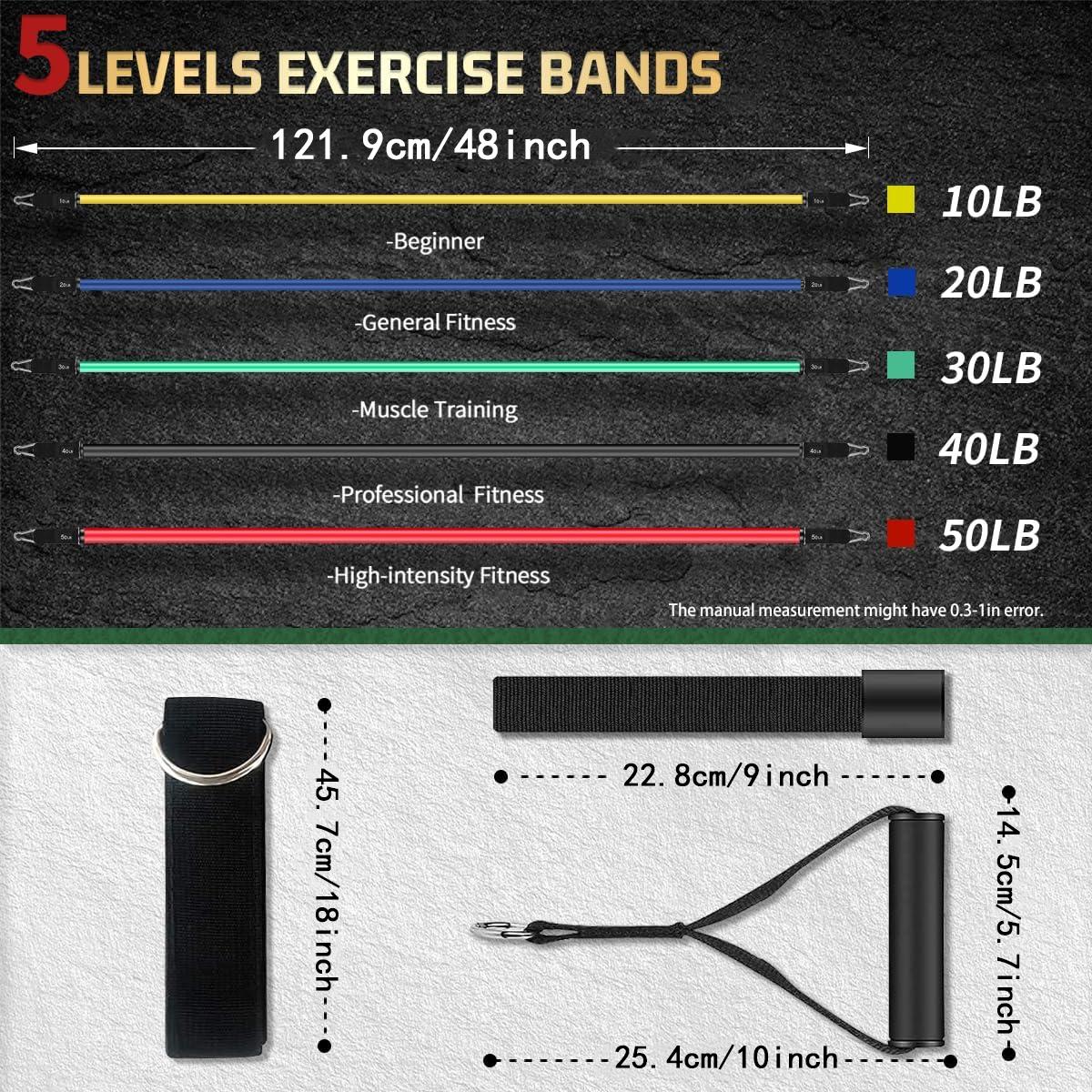 Resistance Band Set, Resistance Bands with Handles for Men and Women, Exercising Bands for Fitness Weights Work Out at Home, Home Workout Equipment