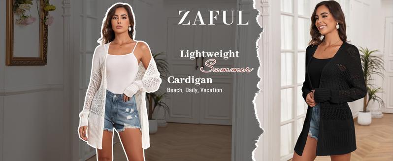 ZAFUL 2024 Cardigan Sweaters for Women Summer Cardigans Lightweight Crochet