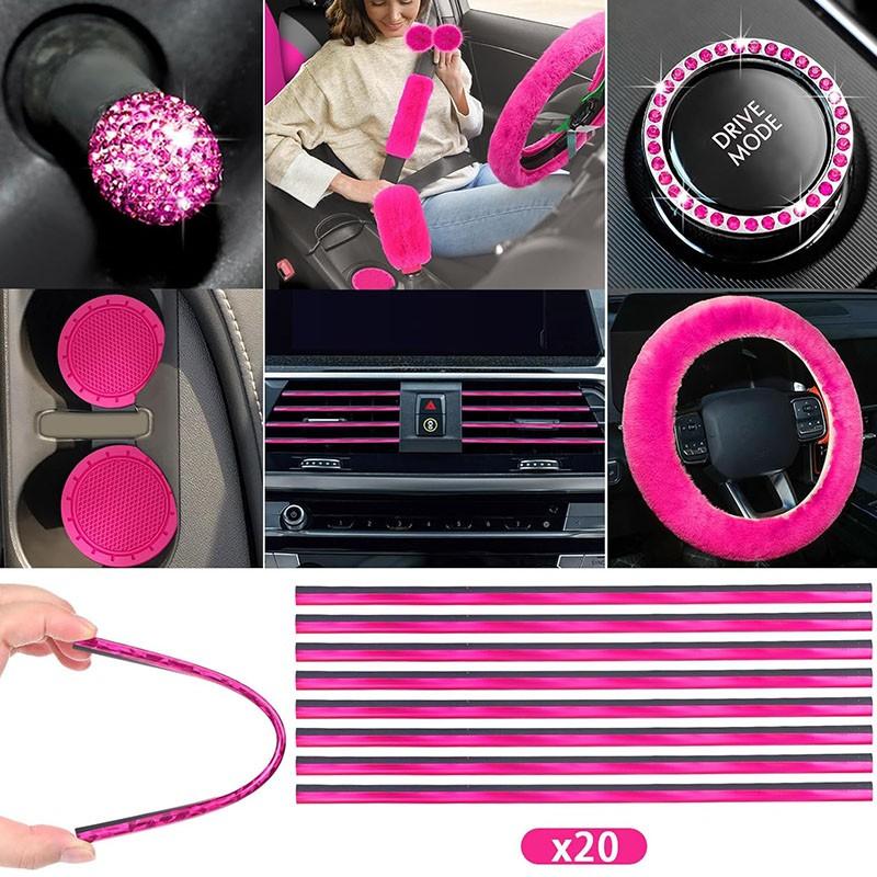 45pcs Car Seat Covers & Interior Accessories Set: Thin Summer Polyester Five-Seat Car Seat Covers, Plush Steering Wheel Cover and Other Ornaments, Suitable for Most Cars and SUVs