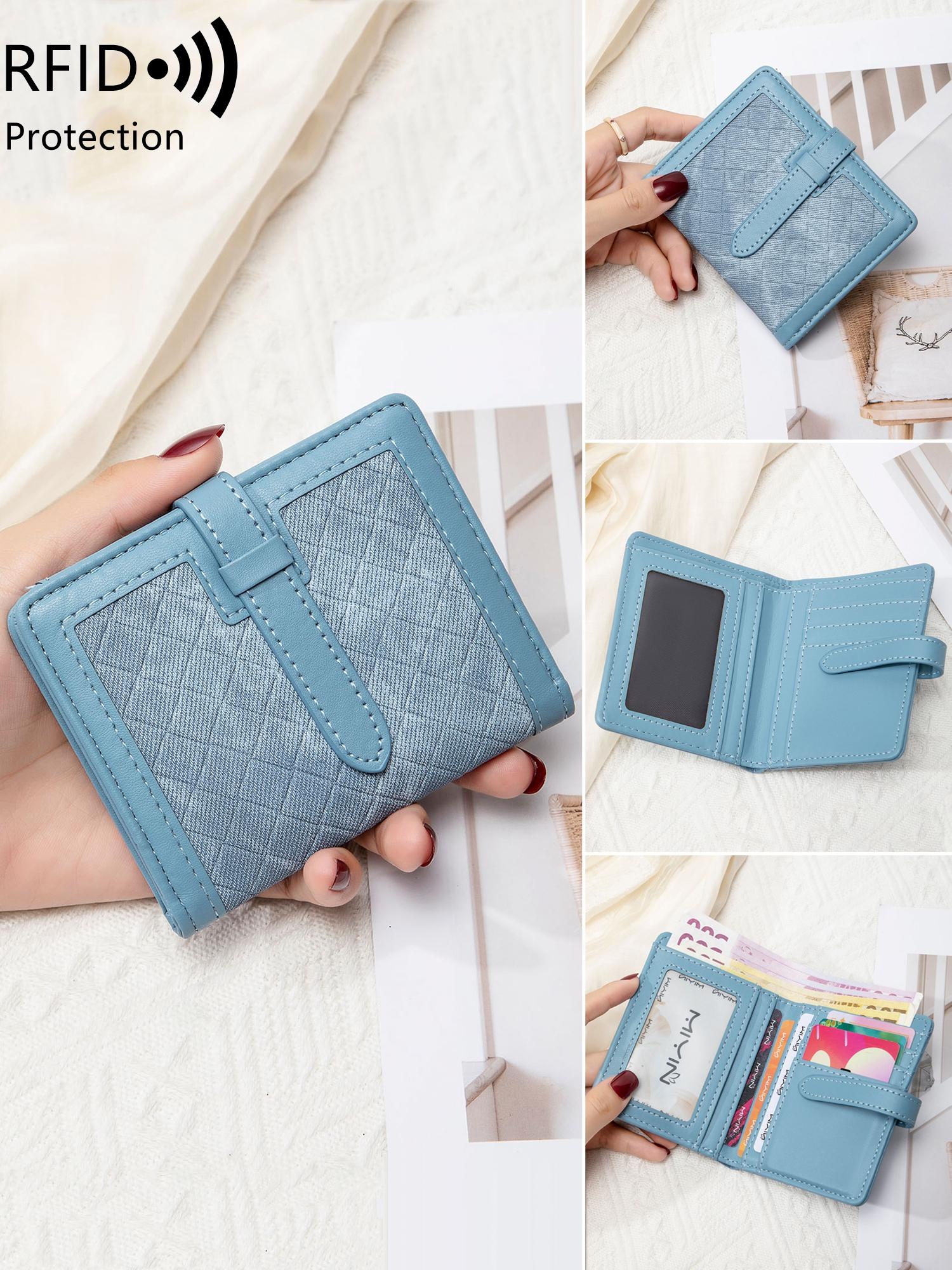 Ladies' ultra-thin RFID blocking wallet, secure snap closure, ladies' wallet with multiple card slots and ID windows, compact and lightweight for daily use, perfect for work, office or commuting - ideal gift for anniversaries, birthdays, Valentine's Day