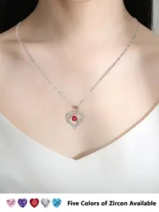 Love Rose Mom: Heartwarming necklace, rose pendant, anti-oxidation design, 5-color heart-shaped zirconia, adjustable chain, elegant heart-shaped pendant. The perfect Mother’s Day/birthday gift for her – stylish and elegant, a women’s necklace.