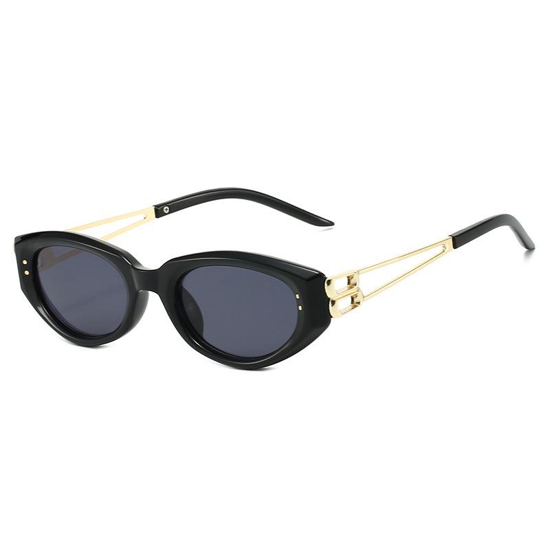 GM sunglasses women's 2026 new oval cat-eye jennie same sunglasses metal temples high-end trend