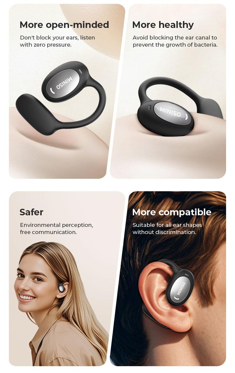 MINISO 181 earphones OWS open Bluetooth 6.0 sports earphones HIFI sound quality sports earphones IPX5 waterproof with microphone