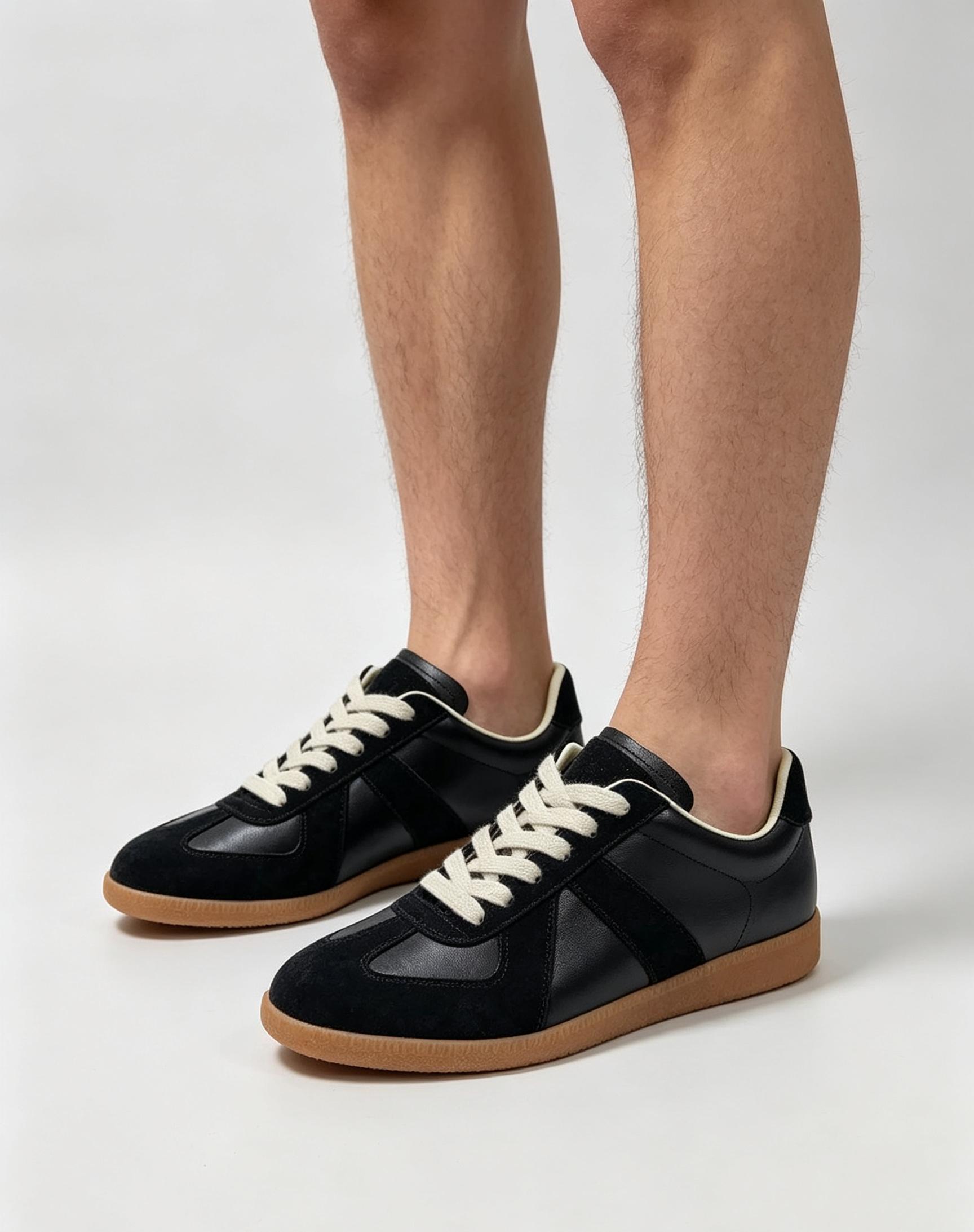 Women's Vintage Low Top Closed Sneakers - Suede & Leather Patchwork, Lace Up, Classic Gum Outsole, Athletic Sports Footwear for Daily Wear, Walking Shoes, Street Fashion Trainers, Sports Shoes