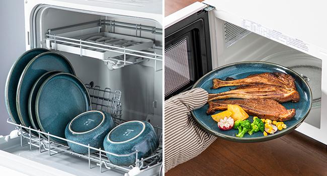 vancasso VEGA Plates and Bowls Sets, 12/16/18 Pieces Stoneware Dinnerware Sets Dishes Set Modern kitchen Dishware Sets Service for 4/6 People, Dishwasher and Microwave Safe, Blue Tableware