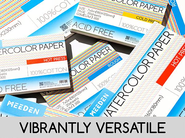 MEEDEN Art Watercolor Paper Block, 100% Cotton Watercolor Paper Pad of 20 Sheets, Cold Press, Hot Press, Rough, 5x7", 12x9", or 10x7", Christmas, Gift