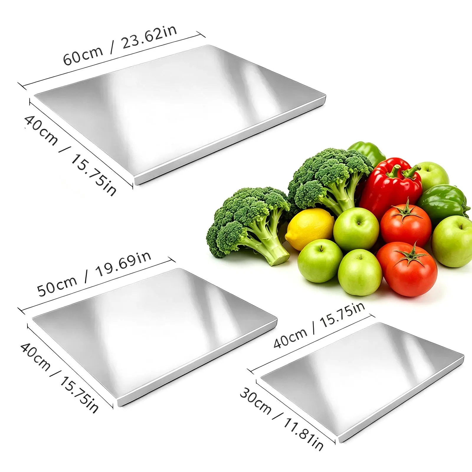 Titanium Metal Cutting Board 40x30cm/40x50cm/40x60cm Durable Large Kitchen Chopping Block for Meat Fruit Vegetables Baking Easy Clean Daily Use Board, Non-slip Kitchen Chopping Board,, Kitchen Accessories, Household Kitchen Gadgets,home essentials