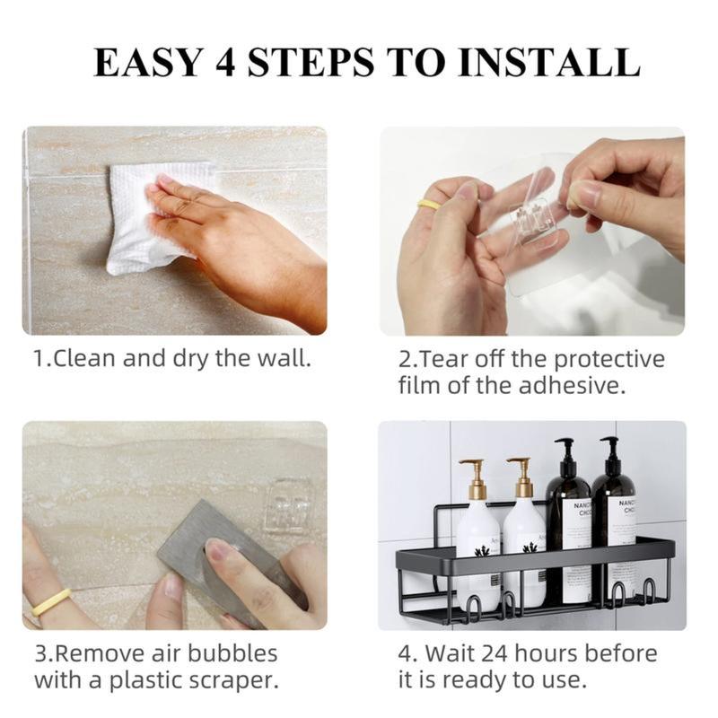 Bathroom Storage Rack Set,5 Pack Shower-Caddy Shelf Organizer. Adhesive wall-mounted Shower Rack. No Drilling Large-Capacity Anti-Slip Bathroom Mat - Rustproof Soap Storage Rack for Bathroom, Kitchen