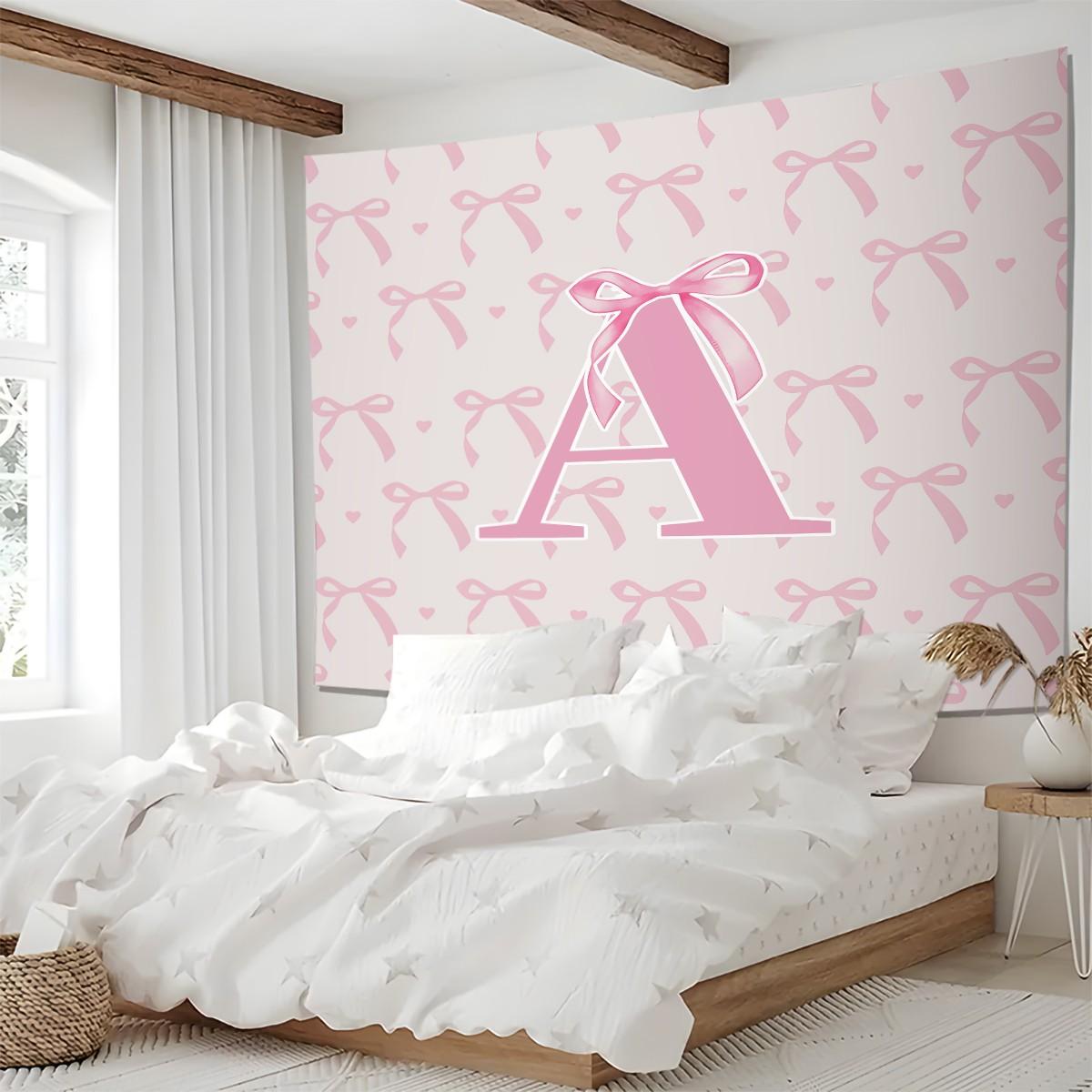 Letter Printed Tapestry, Pink Princess Style Wall Decor, Soft Fabric, Easy to Hang, Ideal for Girls' Bedroom and Living Room Background Decoration, Great Gift for Family and Friends