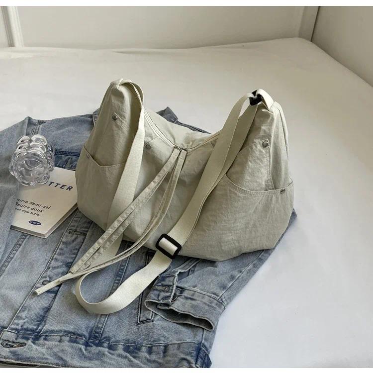 Zipper Solid Nylon Women's Handbags 2026 High Quality Sewing Thread Bags for Women Casual Interior Compartment Crossbody Bags