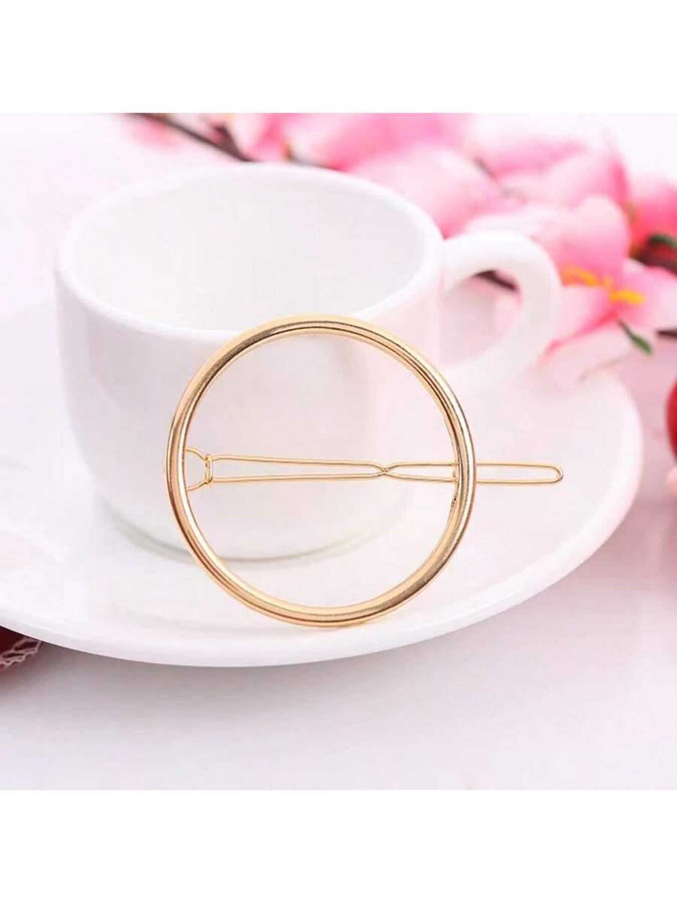 Retro Simple Round Side Clips Set, Geometric Design Hairpins for Stylish Updos & Everyday Wear, Durable Metal Material
