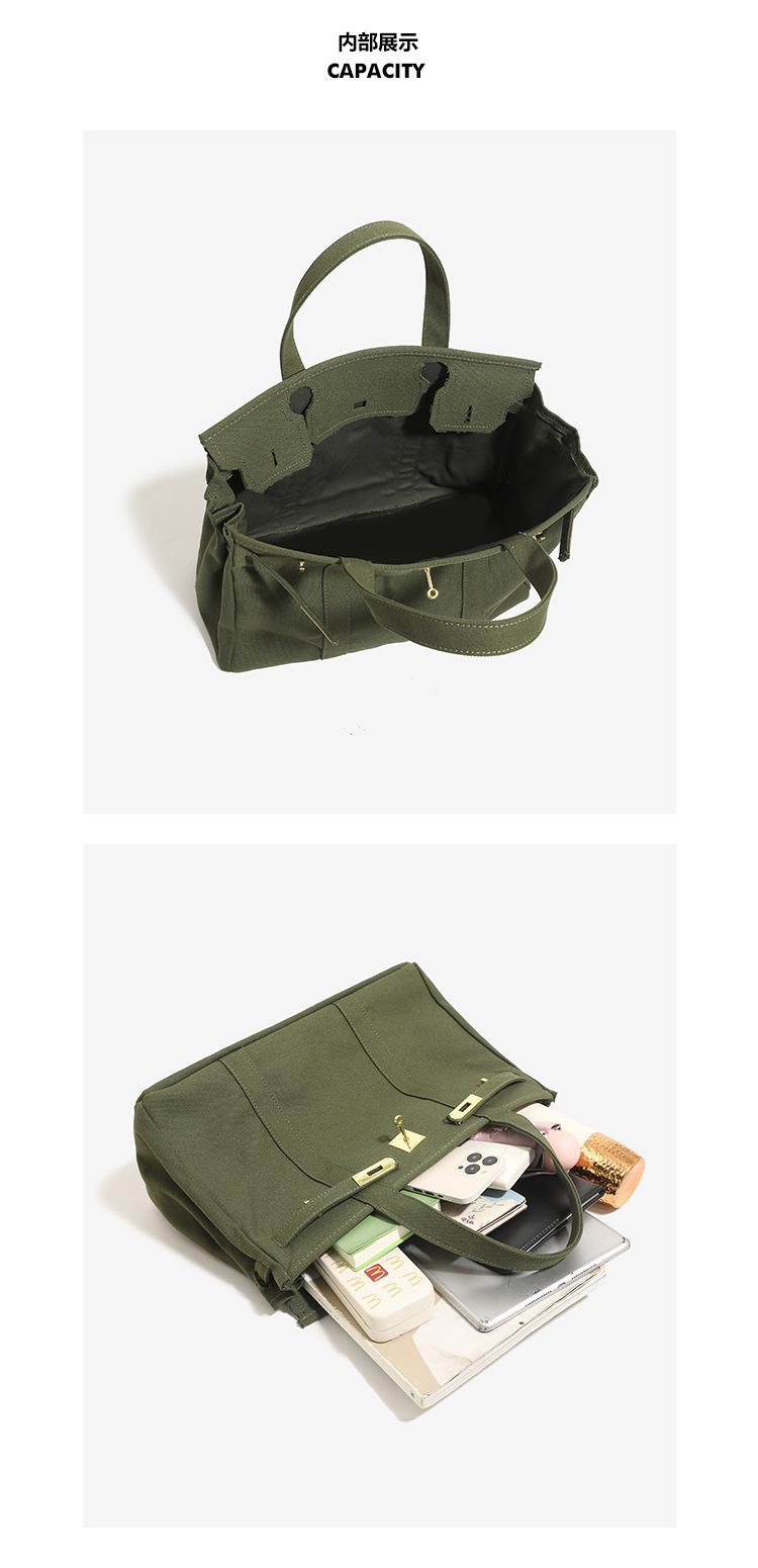40L large capacity canvas bag with high-end and niche design, contrasting color handbag, versatile bag for vacation, travel, commuting, and more