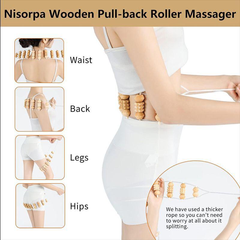Wooden massager set, nine-wheel massage stick, rolling bar, tendon friction knife, spot.