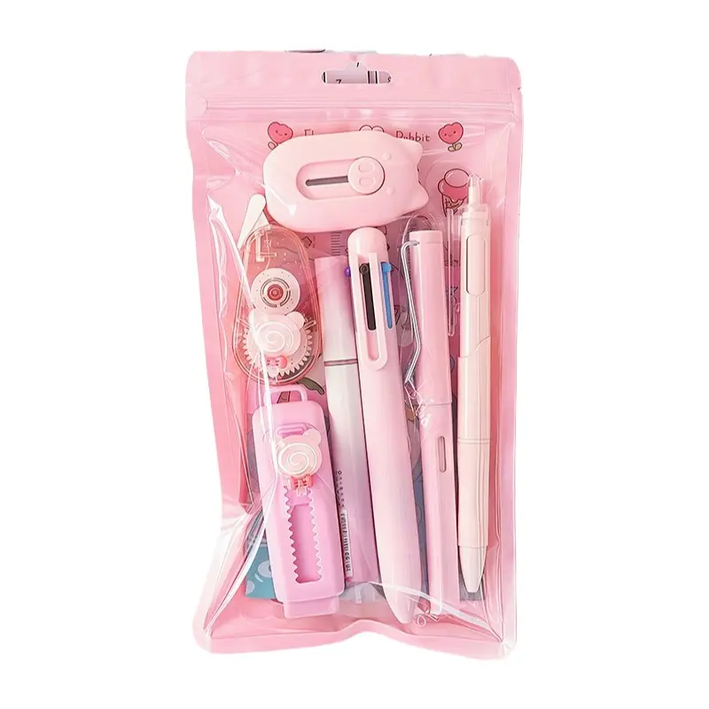 7 Piece Stationery Set Dopamine Color Student School Supplies Gift for Kids Back to School Prizes Study Rewards Elementary School Stationery Kit