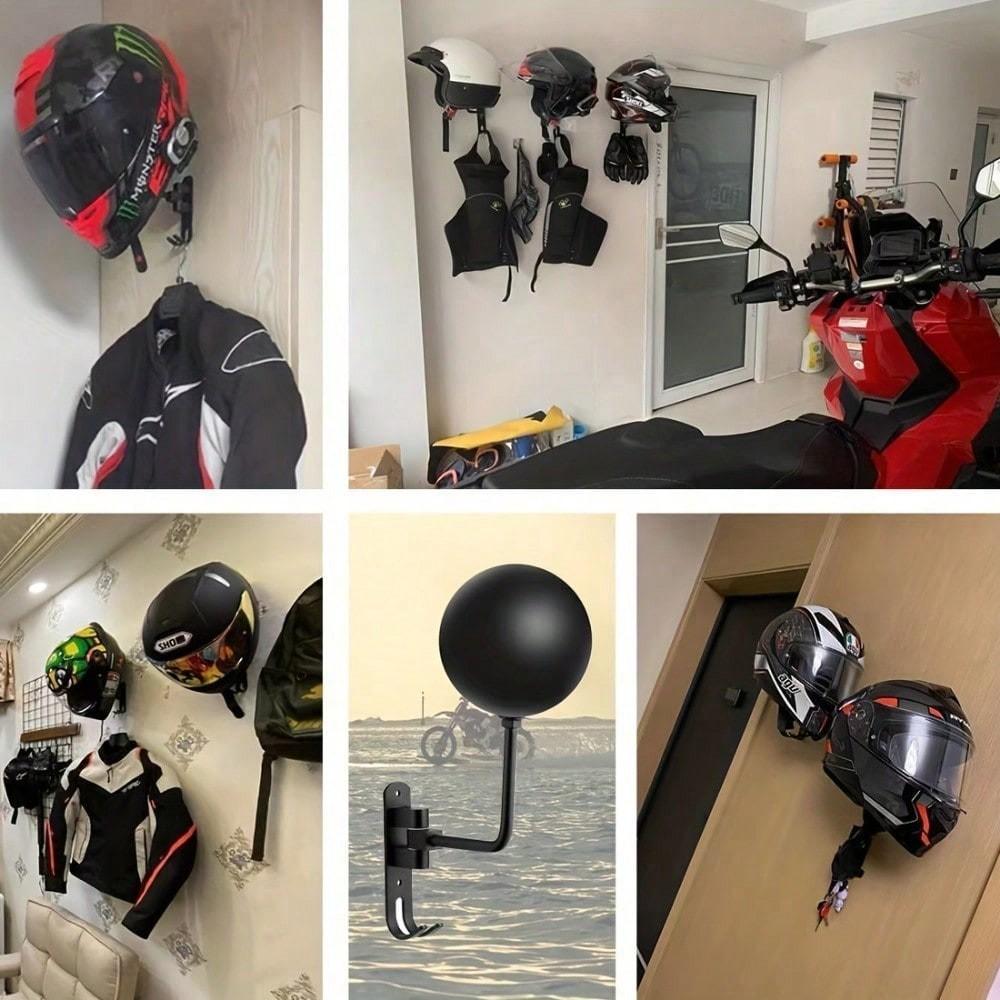 Heavy-Duty Aluminum Alloy 180° Rotatable Motorcycle Helmet Wall Rack, High-Quality Helmet Holder with Hooks, Reliable Storage for Helmets & Caps