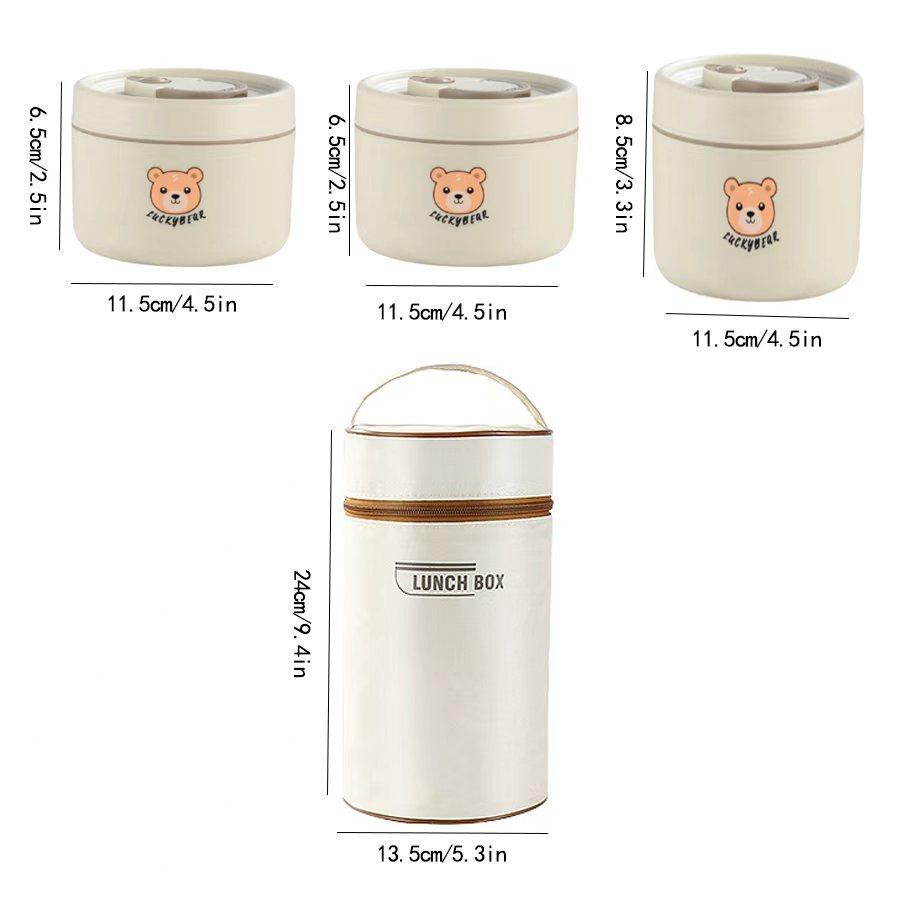 3 piece stainless steel lunch box,🍗🥦🍓🍲 multi-layer insulated portable outdoor food container with bag, sealed lid, suitable for office use and travel. Lunch Box for Work Stay Healthy & Organized ! Ideal for School Office Camping Outdoor Meals portable