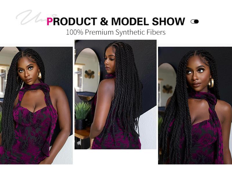 YXHAIR Hot Twist Braiding Hair 18 Inch Cuban Twist Hair 8 Packs COCO Twist Hair Afro Kinky Braids Crochet Hair Synthetic Braiding Hair Extensions for black women (18 Inch(Pack of 8),1B)