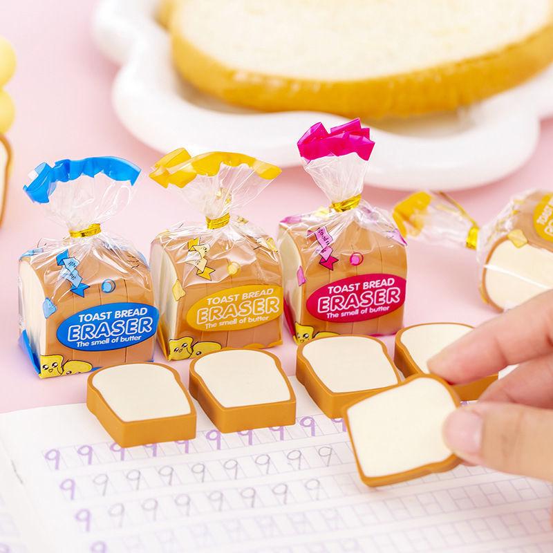 Simulation Toast Bread Eraser, High-value Food Eraser, Creative Funny Stationery, Student Prizes, Simulation Bread Eraser, Wipe Clean