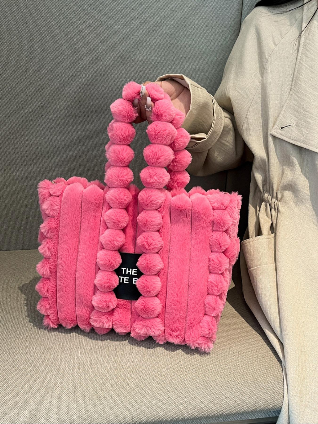 Plush Satchel Handbag for Women, Fall & Winter Fashion Accessory, Soft Plush Design Ideal Gift, Daily Use Casual Style Bag, Handheld Bag Purse