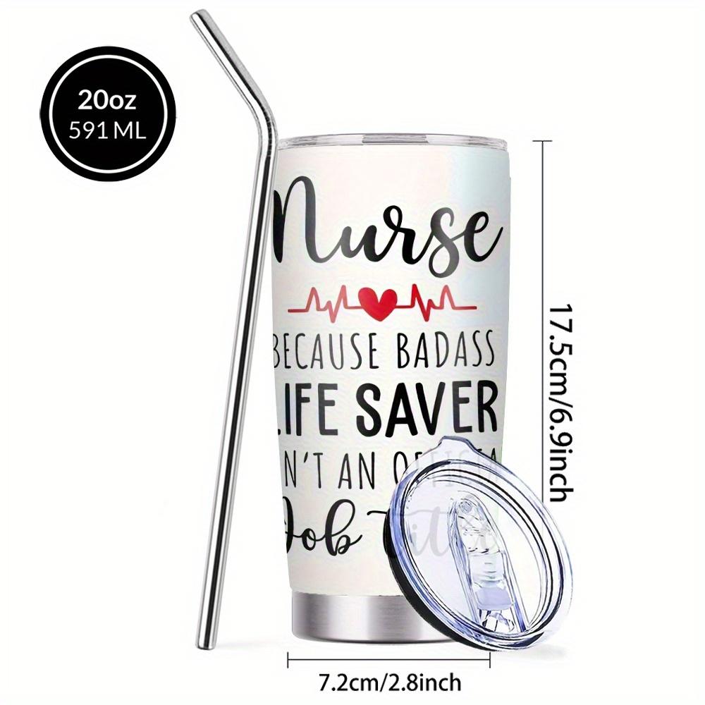 SAXUMOUT Humorous Nurse Design Coffee Mug, 304 Stainless Steel Insulated Tumbler with Lid & Straw, Beverage Container & Travel Cup for Hot & Cold Drinks, 20oz Camping Drinkware, Ideal Gift for Birthday, Holiday, Parties, Nurse Day, Thanksgiving, Christmas