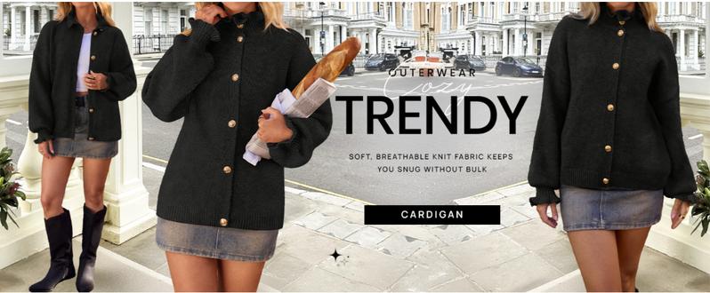 MEROKEETY Women's Fall 2025 Chunky Cardigan Sweaters Trendy Ruffle Button Down Long Sleeve Casual Knit Coat Winter Clothes