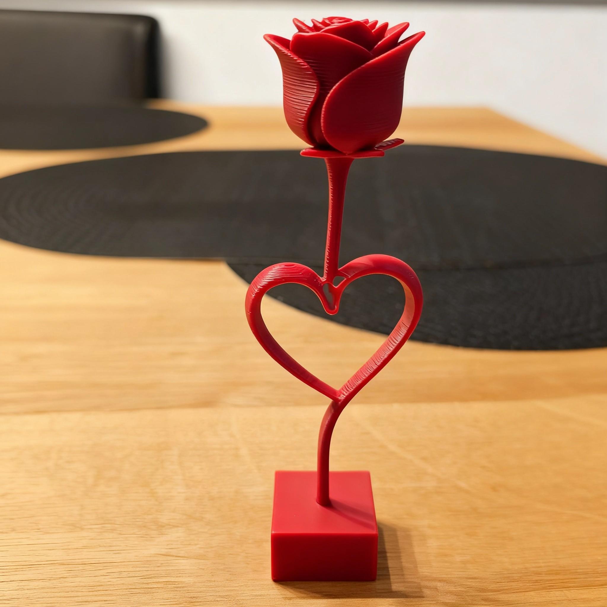 Valentine's Day Heart Rose Decorative Ornament, Romantic Creative Gift for Couples, Desktop Decoration, Eternal Rose Style, Single Pack